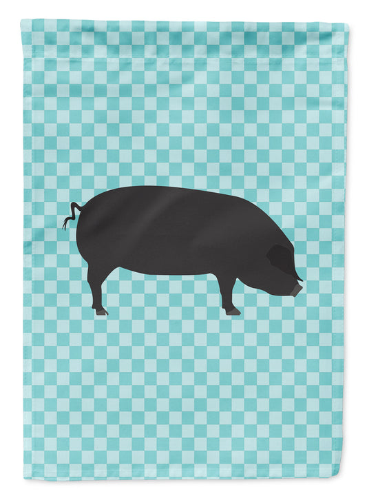 Devon Large Black Pig Blue Check Garden Flag - Outdoor Decorative Yard Flag
