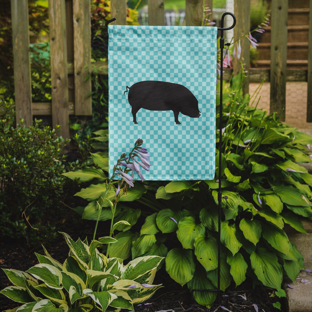 Devon Large Black Pig Blue Check Garden Flag - Outdoor Decorative Yard Flag