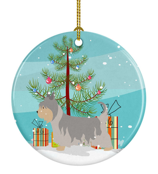 Australian Silky Terrier Christmas Ornament - Round Ceramic Ornament – Artist-Designed Keepsake Decoration BB8469CO1