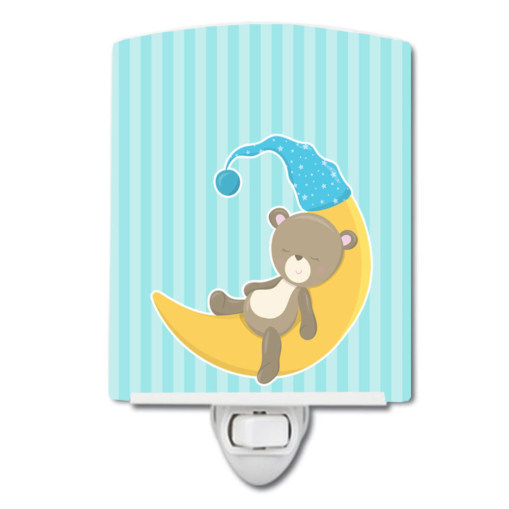 Baby Boy Bear on Moon Ceramic Night Light BB8612CNL