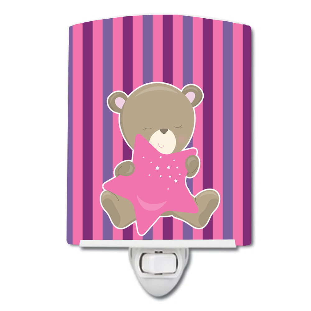 Baby Girl Bear with Star Ceramic Night Light BB8615CNL