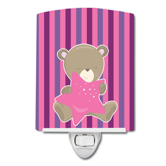 Baby Girl Bear with Star Ceramic Night Light BB8615CNL