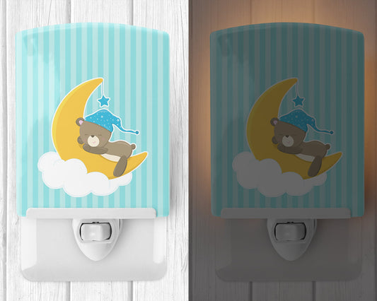 Baby Boy Bear Sleeping Ceramic Night Light BB8616CNL