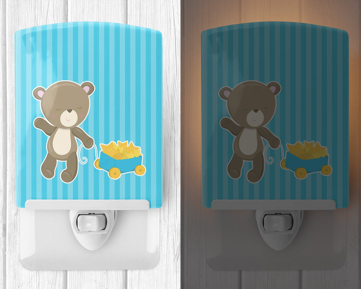 Baby Boy Bear Wagon Ceramic Night Light BB8618CNL