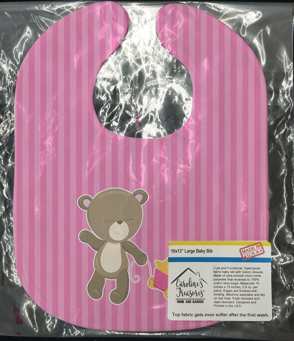 Baby Girl Bear Wagon Baby Bib BB8619BIB