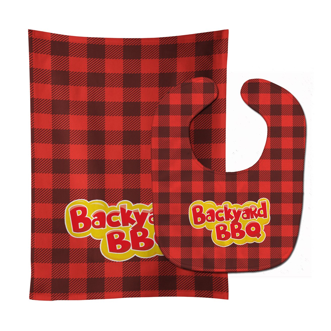 Backyard BBQ on Plaid Baby Bib & Burp Cloth BB8627STBU