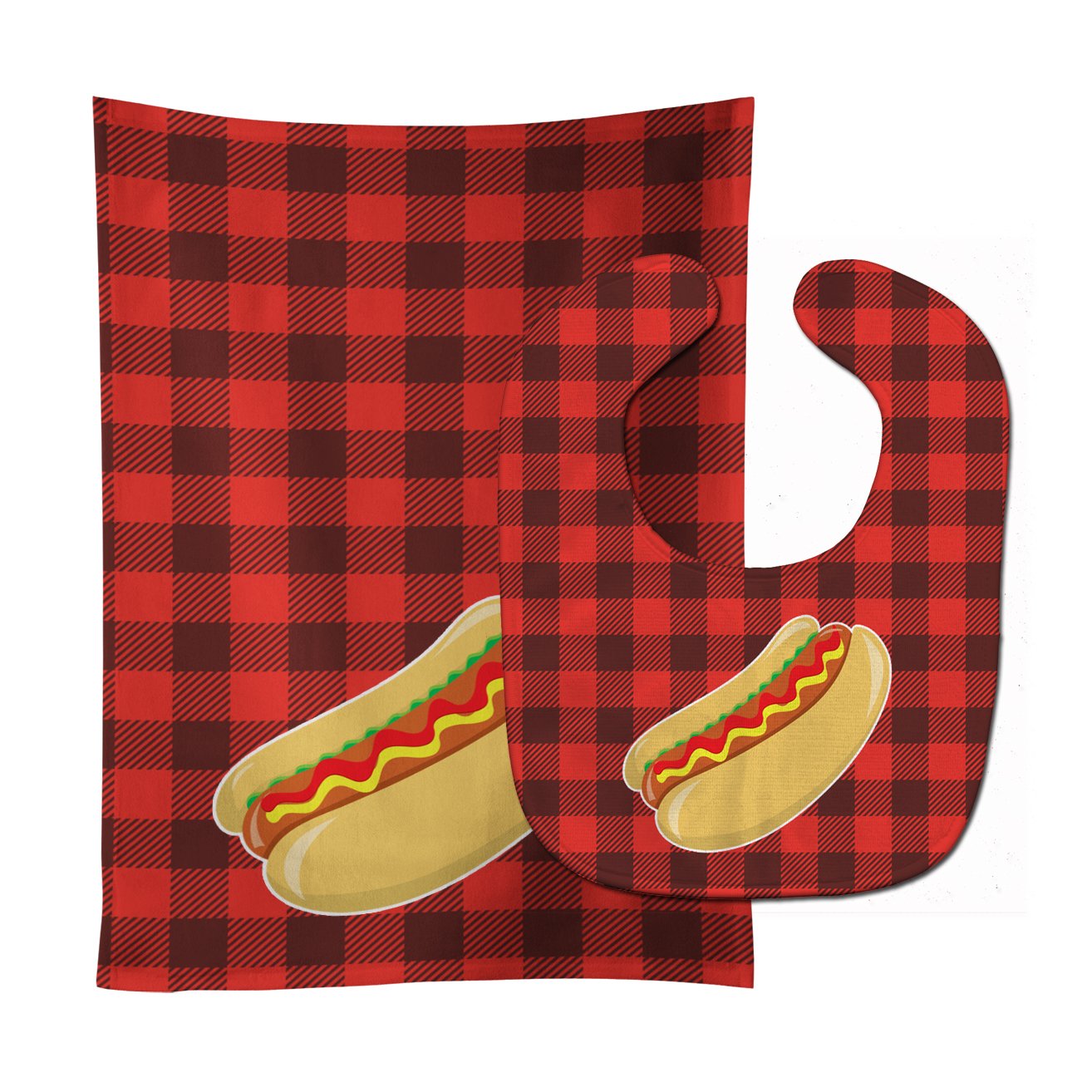 Backyard BBQ Hot Dog Baby Bib & Burp Cloth BB8628STBU