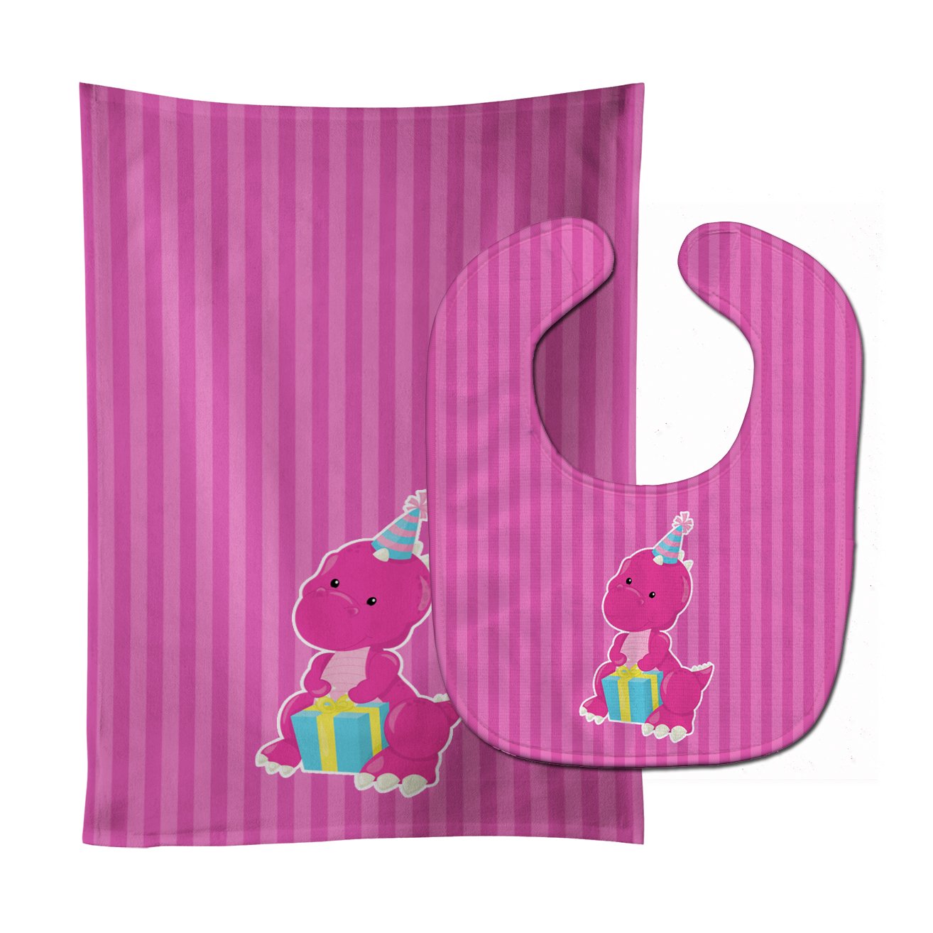 Dinosaur Pink #2 Baby Bib & Burp Cloth BB8921STBU