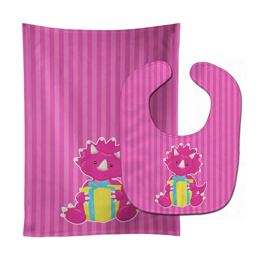 Dinosaur Pink #2 Baby Bib & Burp Cloth BB8924STBU