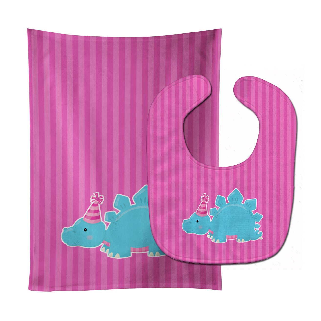 Dinosaur Pink #3 Baby Bib & Burp Cloth BB8925STBU