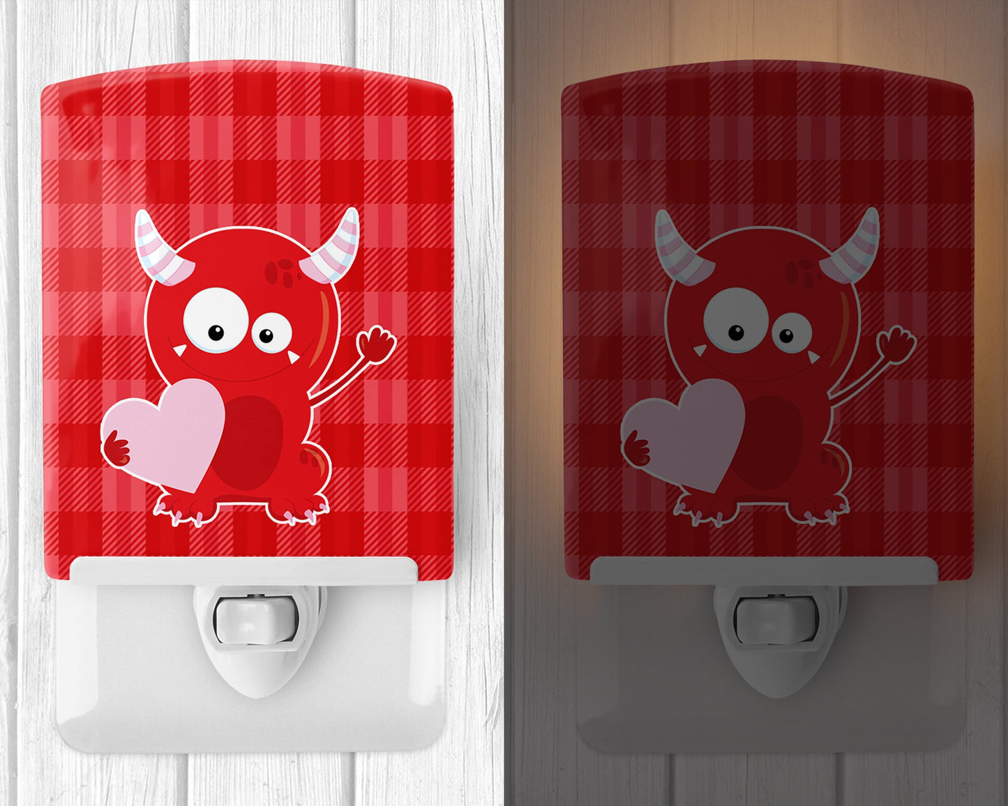 Cupid Monster Angel on Plaid #3 Ceramic Night Light BB9123CNL