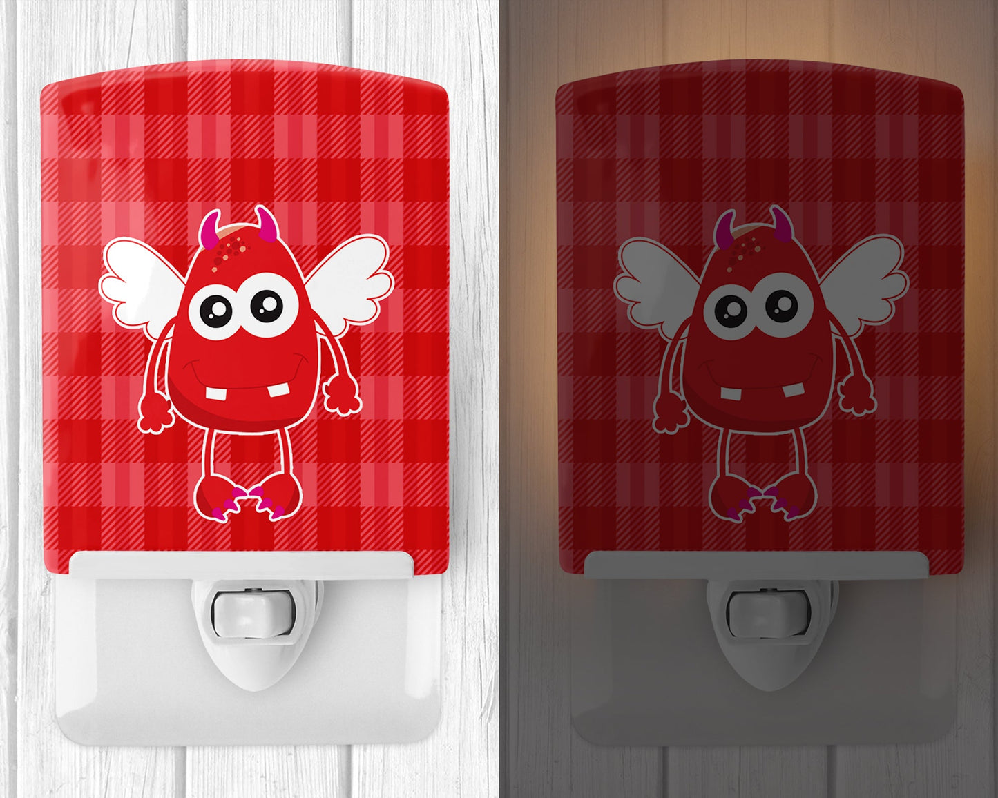 Cupid Monster Angel on Plaid #4 Ceramic Night Light BB9124CNL