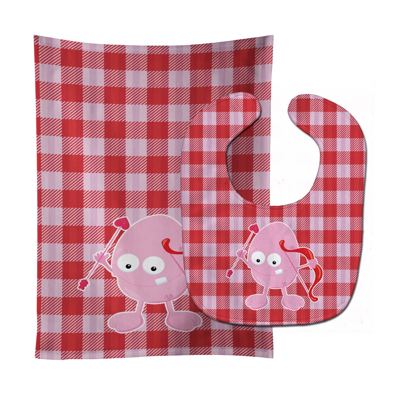 Cupid Monster Angel on Plaid #5 Baby Bib & Burp Cloth BB9125STBU