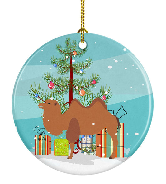 Bactrian Camel Christmas Ornament - Round Ceramic Ornament – Artist-Designed Keepsake Decoration BB9185CO1