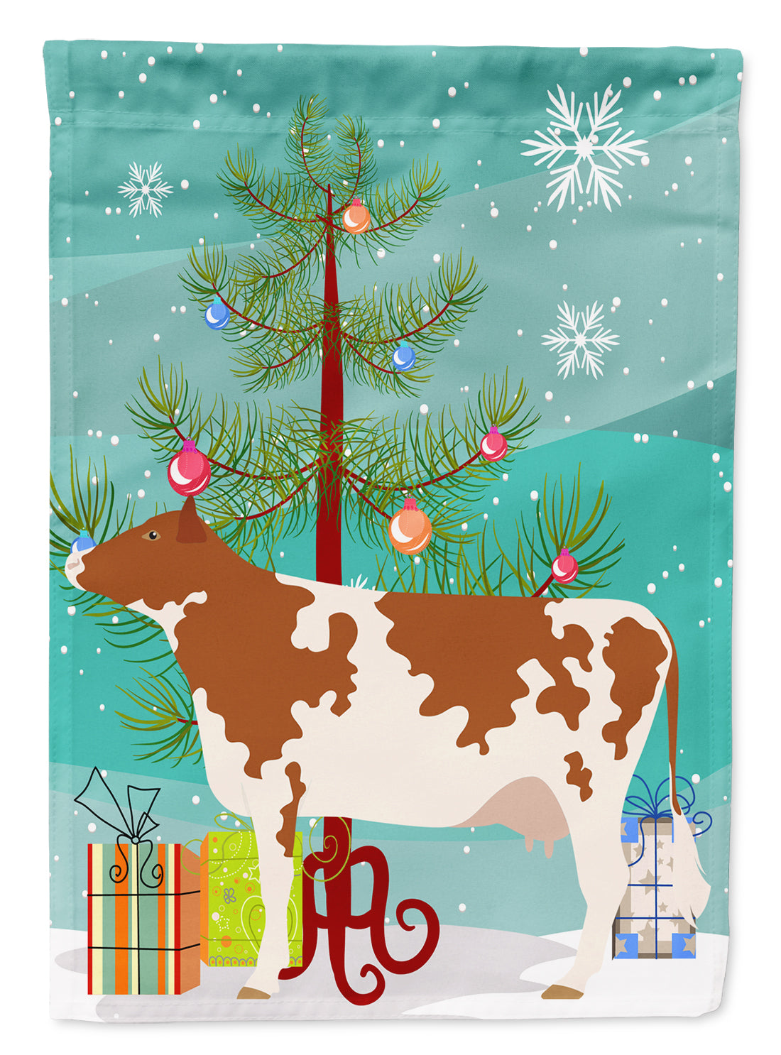 Ayrshire Cow Christmas Garden Flag - Outdoor Decorative Yard Flag BB9194GF