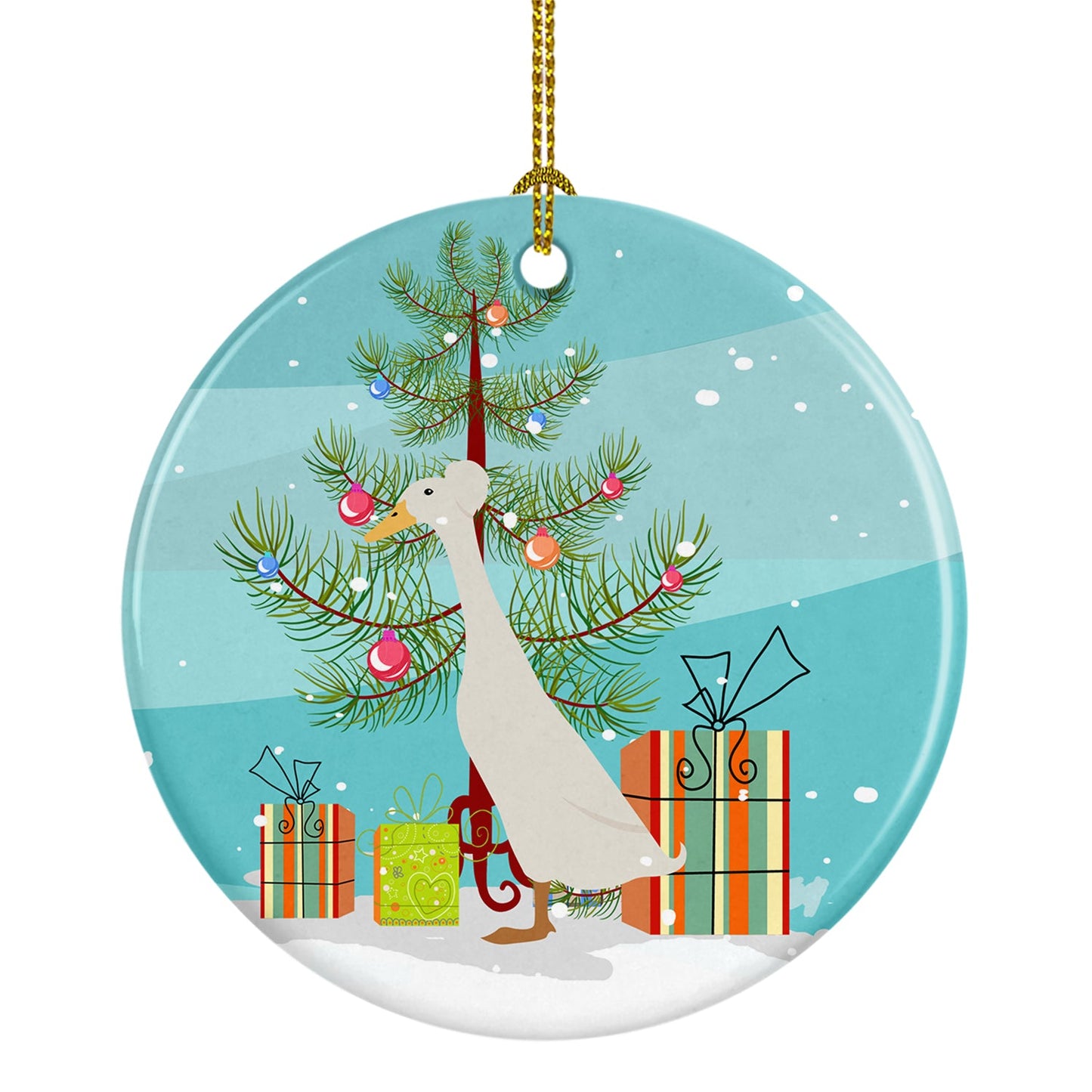 Bali Duck Christmas Ornament - Round Ceramic Ornament – Artist-Designed Keepsake Decoration BB9226CO1