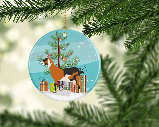 Anglo-nubian Nubian Goat Christmas Ornament - Round Ceramic Ornament – Artist-Designed Keepsake Decoration BB9250CO1