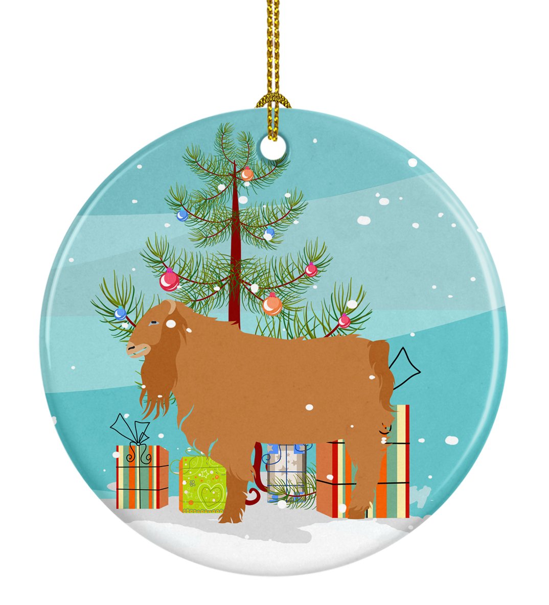 American Lamancha Goat Christmas Ornament - Round Ceramic Ornament – Artist-Designed Keepsake Decoration BB9252CO1