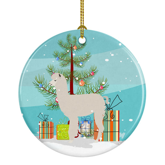 Alpaca Christmas Ornament - Round Ceramic Ornament – Artist-Designed Keepsake Decoration BB9286CO1