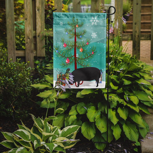 Devon Large Black Pig Christmas Garden Flag - Outdoor Decorative Yard Flag BB9298GF