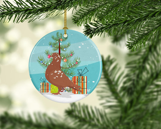 African Owl Pigeon Christmas Ornament - Round Ceramic Ornament – Artist-Designed Keepsake Decoration BB9320CO1