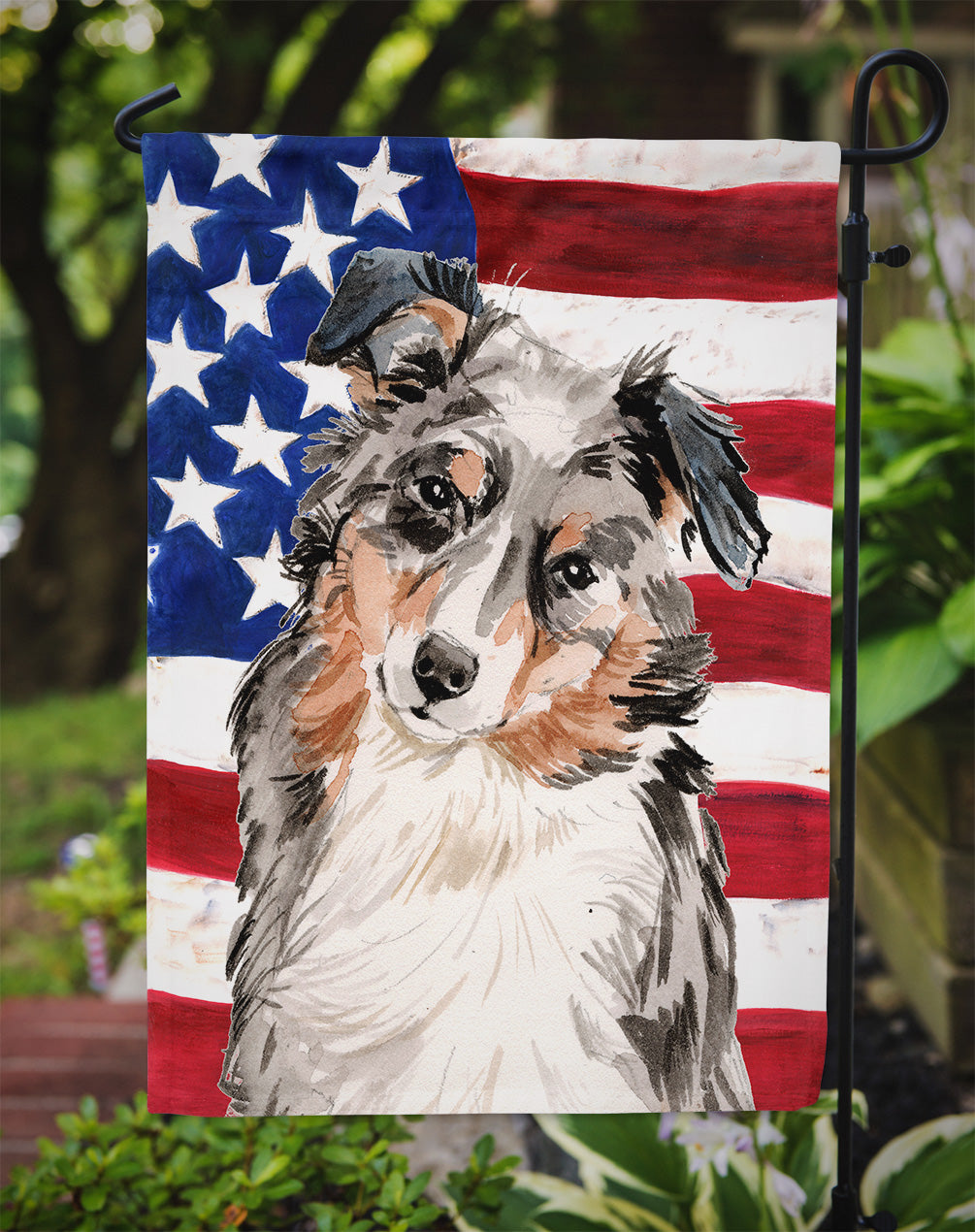 Australian Shepherd Patriotic Garden Flag - Outdoor Decorative Yard Flag BB9362GF