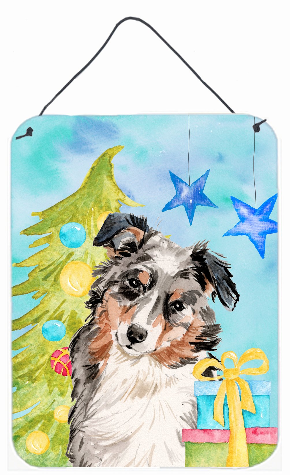 Australian Shepherd Christmas Wall or Door Hanging Prints BB9397DS1216