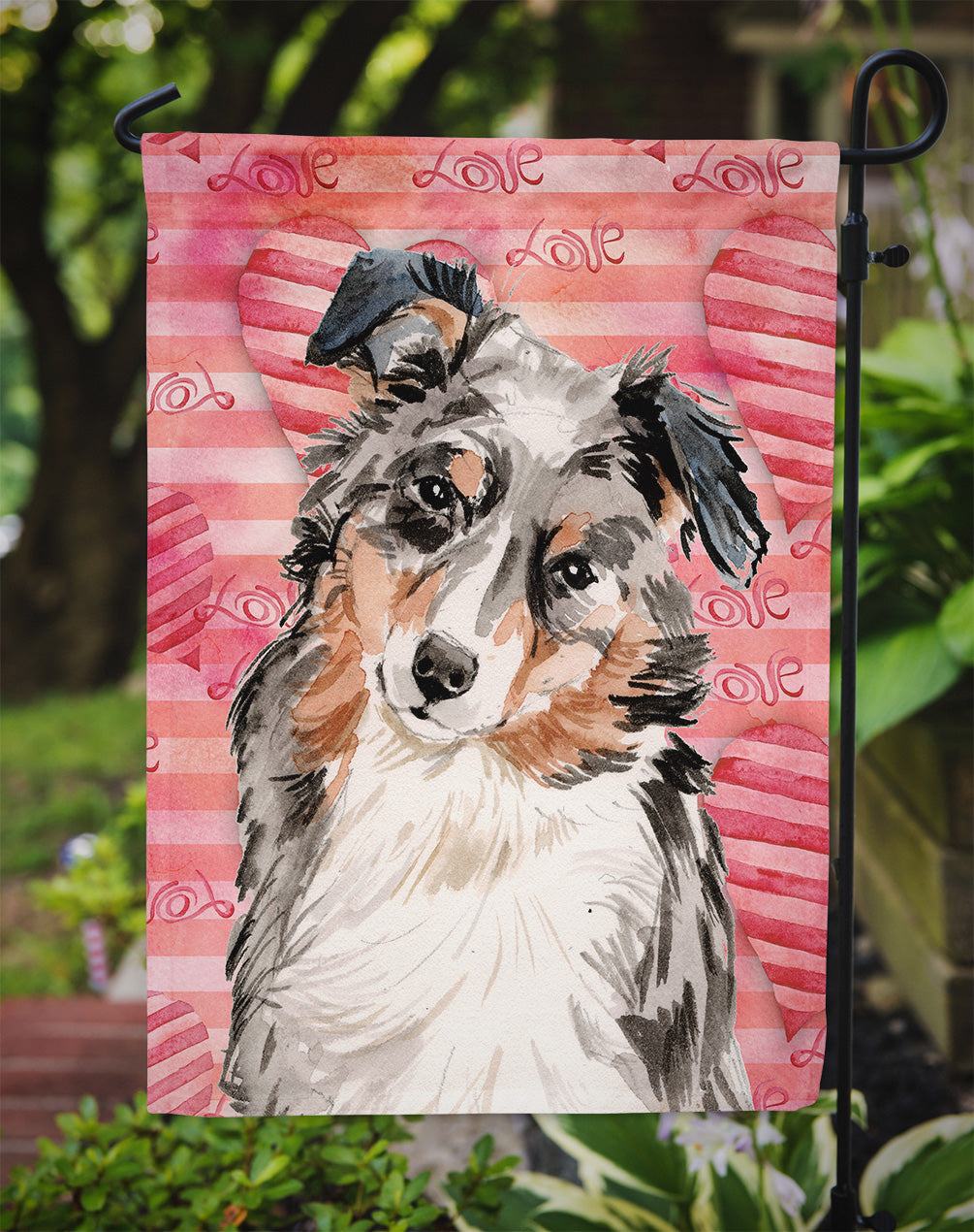 Australian Shepherd Love Garden Flag - Outdoor Decorative Yard Flag BB9467GF