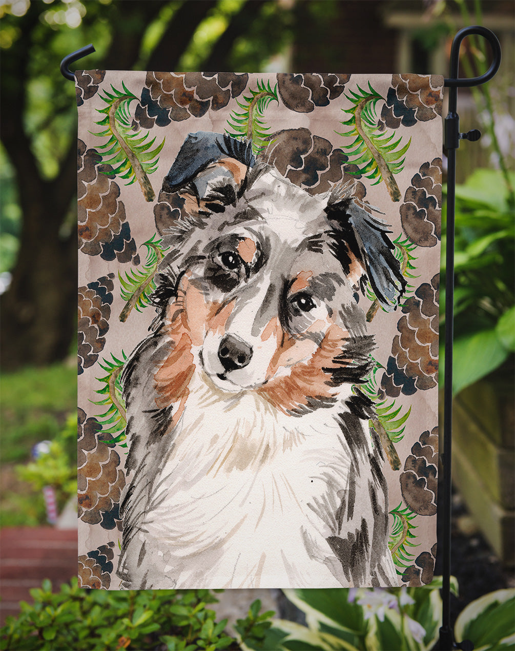 Australian Shepherd Pine Cones Garden Flag - Outdoor Decorative Yard Flag BB9572GF