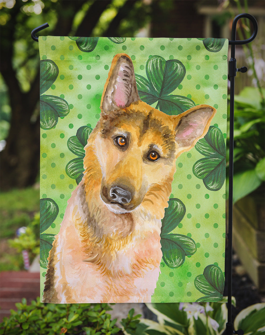 German Shepherd #2 St Patrick's Garden Flag - Outdoor Decorative Yard Flag BB9885GF