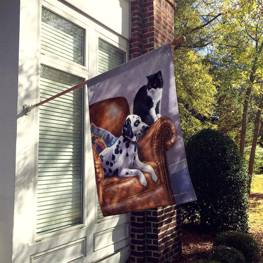 Dalmatian with Cat Flag Canvas House Size BDBA0265CHF
