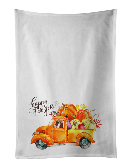 Fall Harvest Basset Hound White Kitchen Towel Set of 2