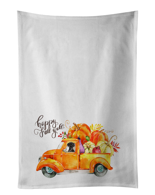 Fall Harvest Black Labrador Retriever White Kitchen Towel Set of 2