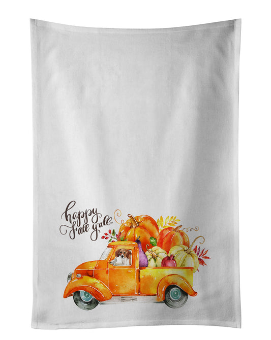 Fall Harvest Beagle White Kitchen Towel Set of 2