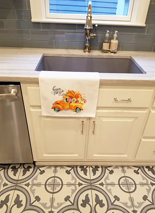 Fall Harvest Border Collie White Kitchen Towel Set of 2