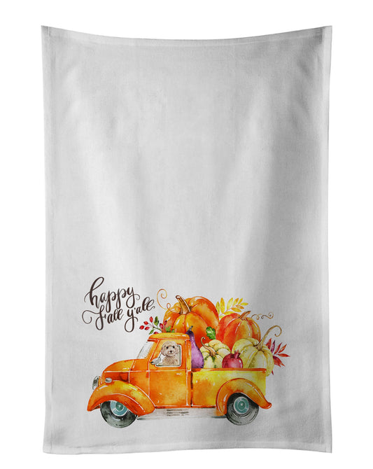 Fall Harvest Champagne Cockapoo White Kitchen Towel Set of 2