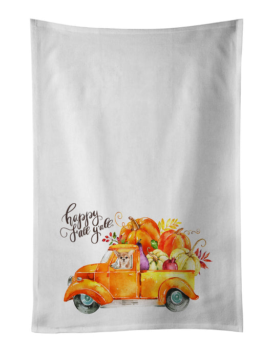 Fall Harvest Chihuahua White Kitchen Towel Set of 2