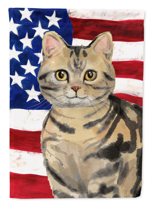 American Shorthair Brown Tabby American Flag Garden Flag - Outdoor Decorative Yard Flag CK3028GF
