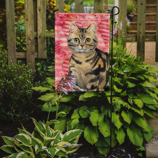 American Shorthair Brown Tabby Cat Love Garden Flag - Outdoor Decorative Yard Flag CK3043GF