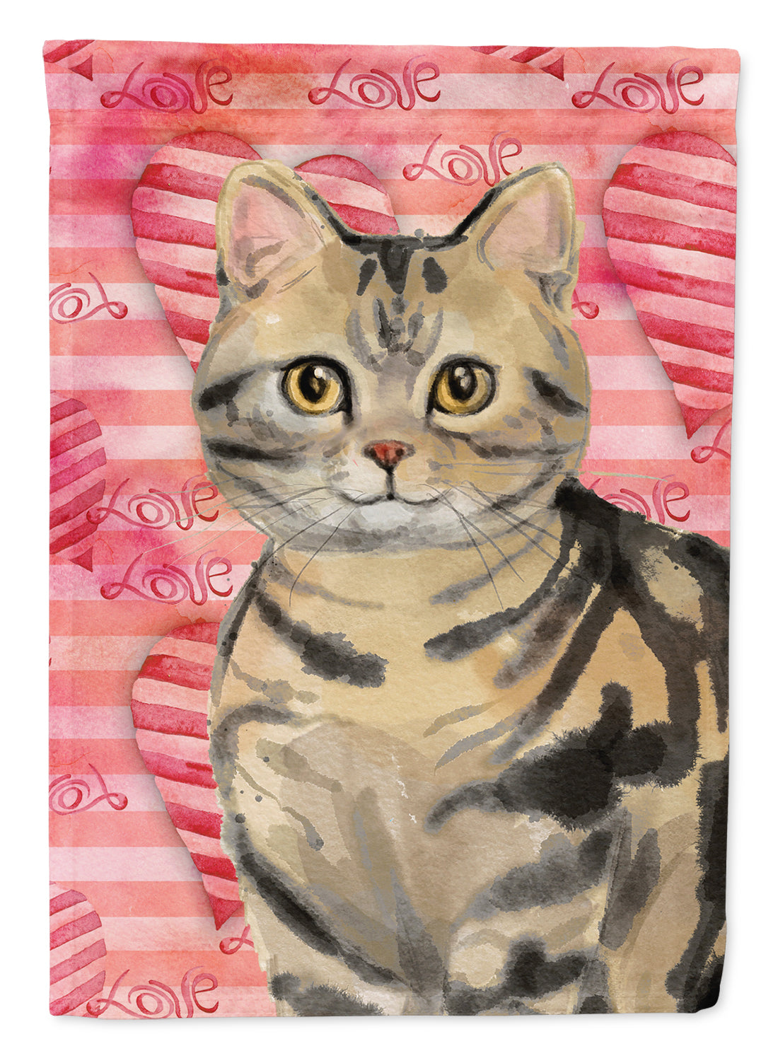 American Shorthair Brown Tabby Cat Love Garden Flag - Outdoor Decorative Yard Flag CK3043GF