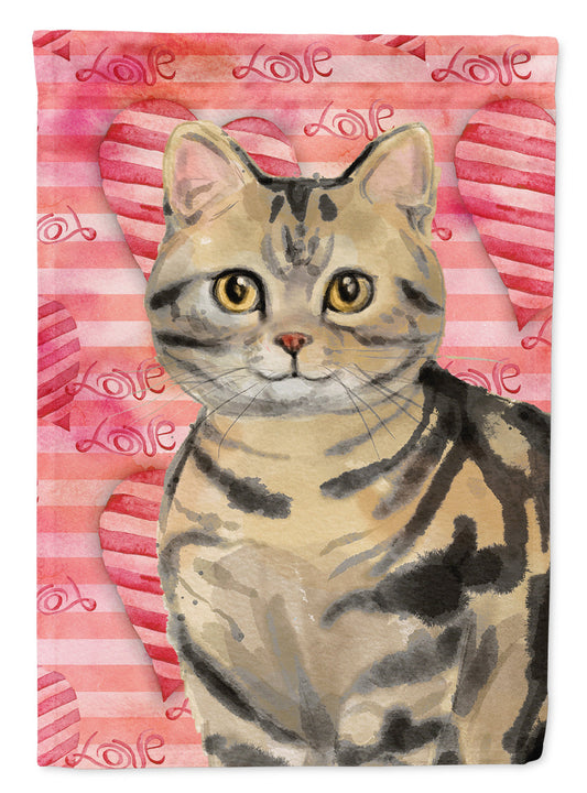American Shorthair Brown Tabby Cat Love Garden Flag - Outdoor Decorative Yard Flag CK3043GF