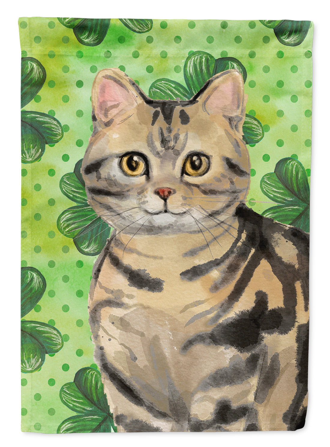 American Shorthair Brown Tabby Shamrock Garden Flag - Outdoor Decorative Yard Flag CK3058GF