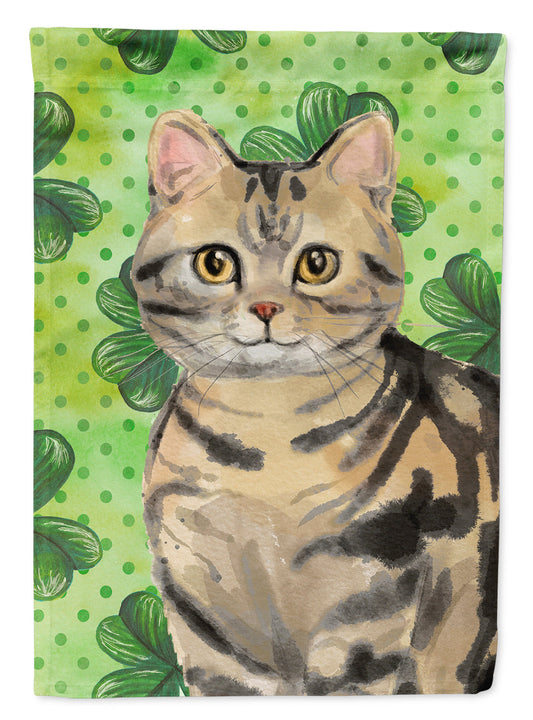 American Shorthair Brown Tabby Shamrock Garden Flag - Outdoor Decorative Yard Flag CK3058GF