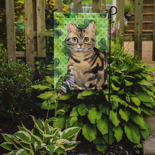 American Shorthair Brown Tabby Shamrock Garden Flag - Outdoor Decorative Yard Flag CK3058GF