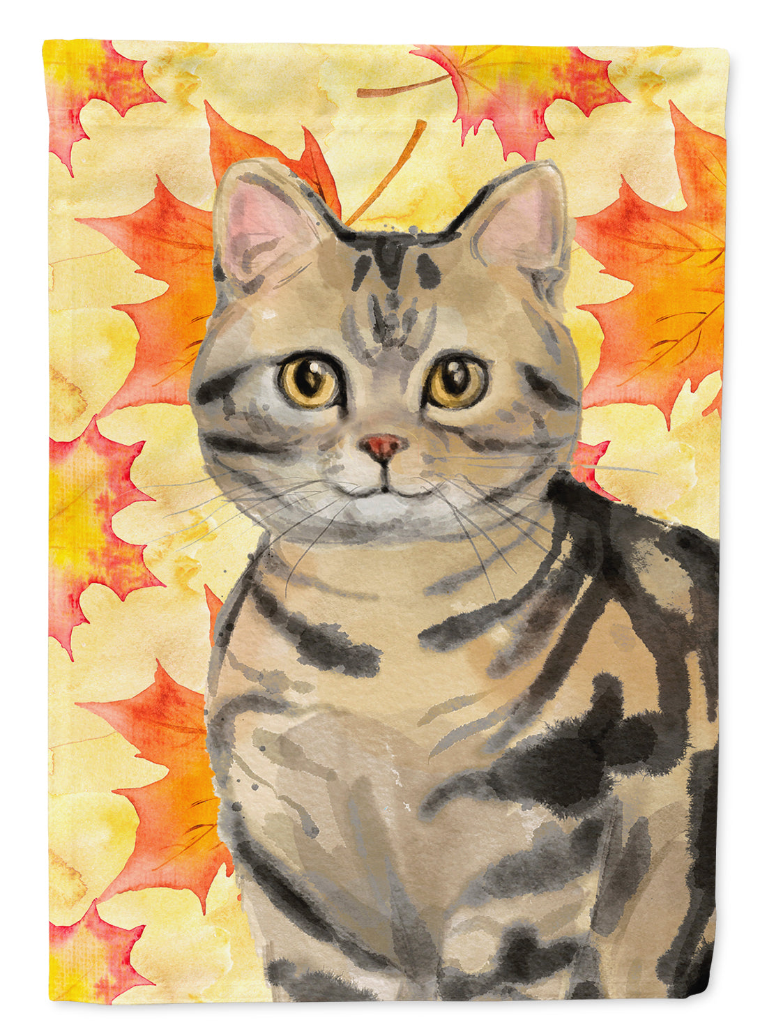 American Shorthair Brown Tabby Fall Leaves Garden Flag - Outdoor Decorative Yard Flag CK3073GF