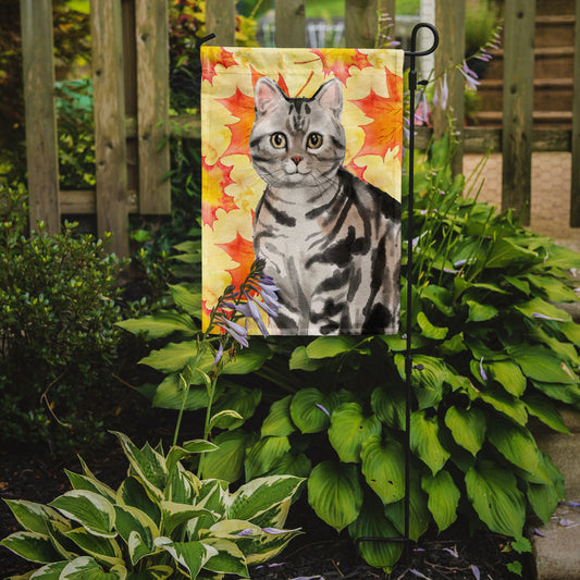 American Shorthair Fall Leaves Garden Flag - Outdoor Decorative Yard Flag CK3074GF