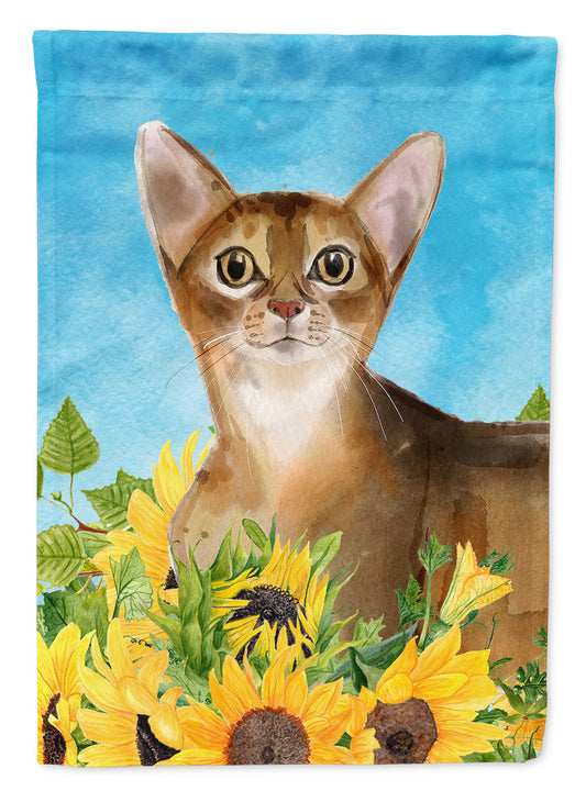 Abyssinian in Sunflowers Garden Flag - Outdoor Decorative Yard Flag CK3147GF