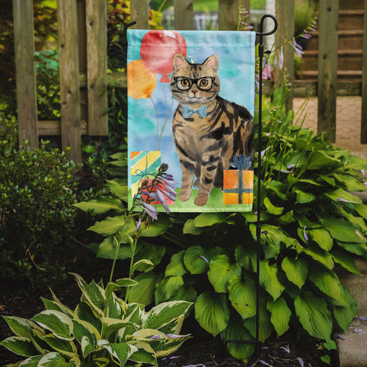 American Shorthair Brown Tabby Happy Birthday Garden Flag - Outdoor Decorative Yard Flag CK3163GF