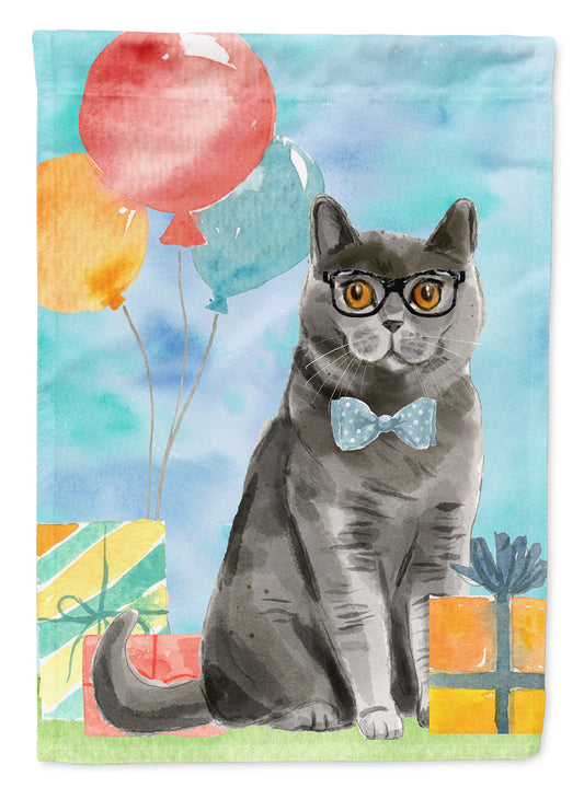 British Shorthair Happy Birthday Flag Canvas House Size CK3168CHF