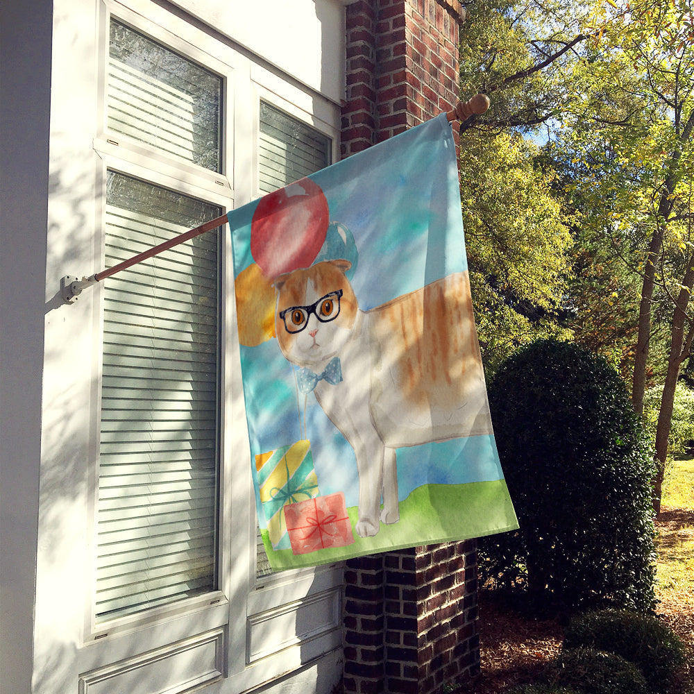Scottish Fold Happy Birthday Flag Canvas House Size CK3173CHF